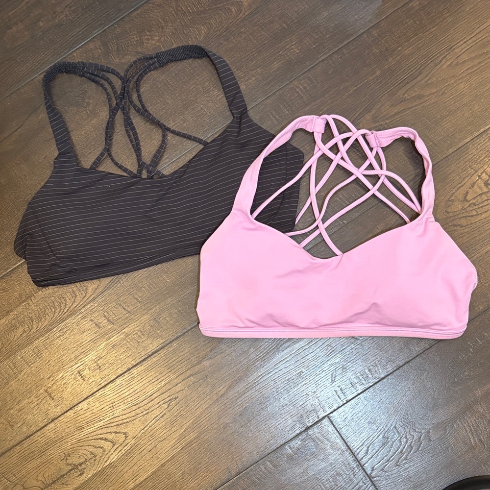 Lulu-B Pink and Black Strappy Sports Bras